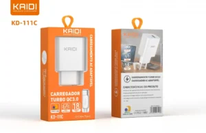 Carregador Saída USB para Tipo-C QC 3.0 Kaidi KD-111C